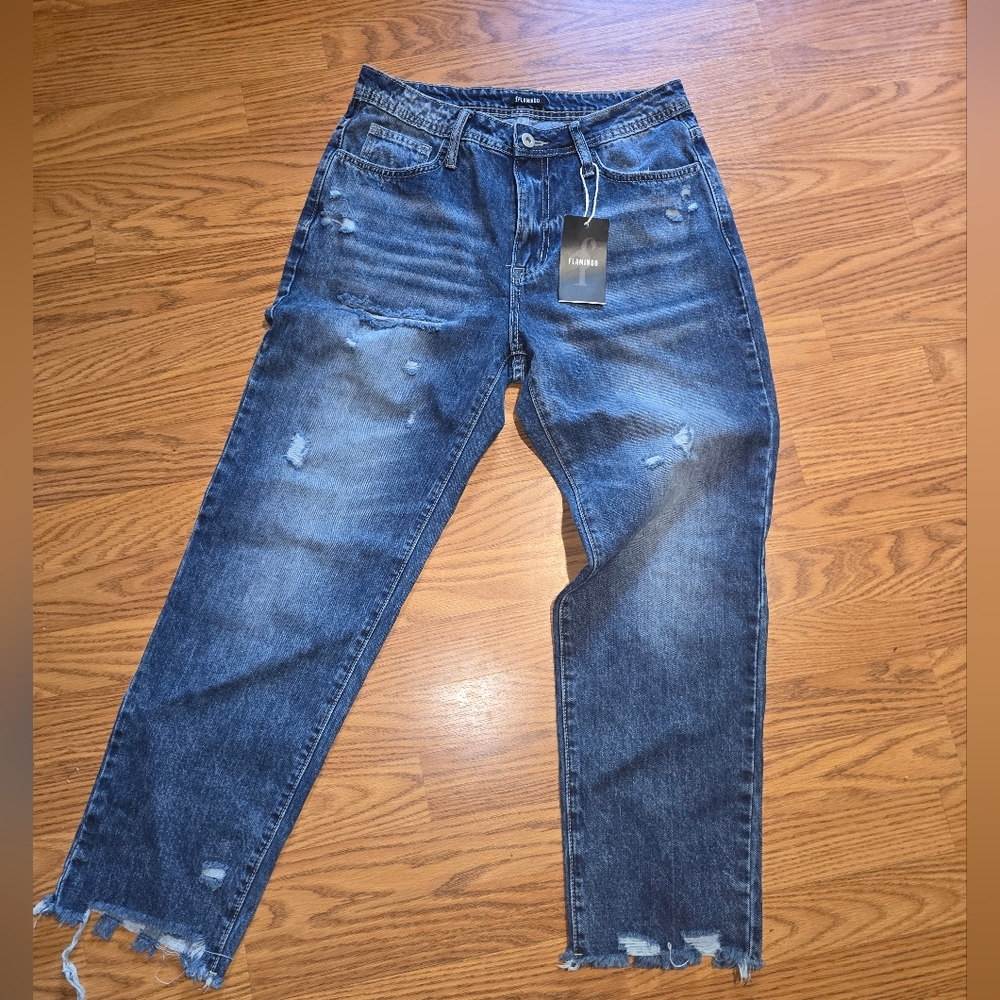 Distressed Blue Jeans